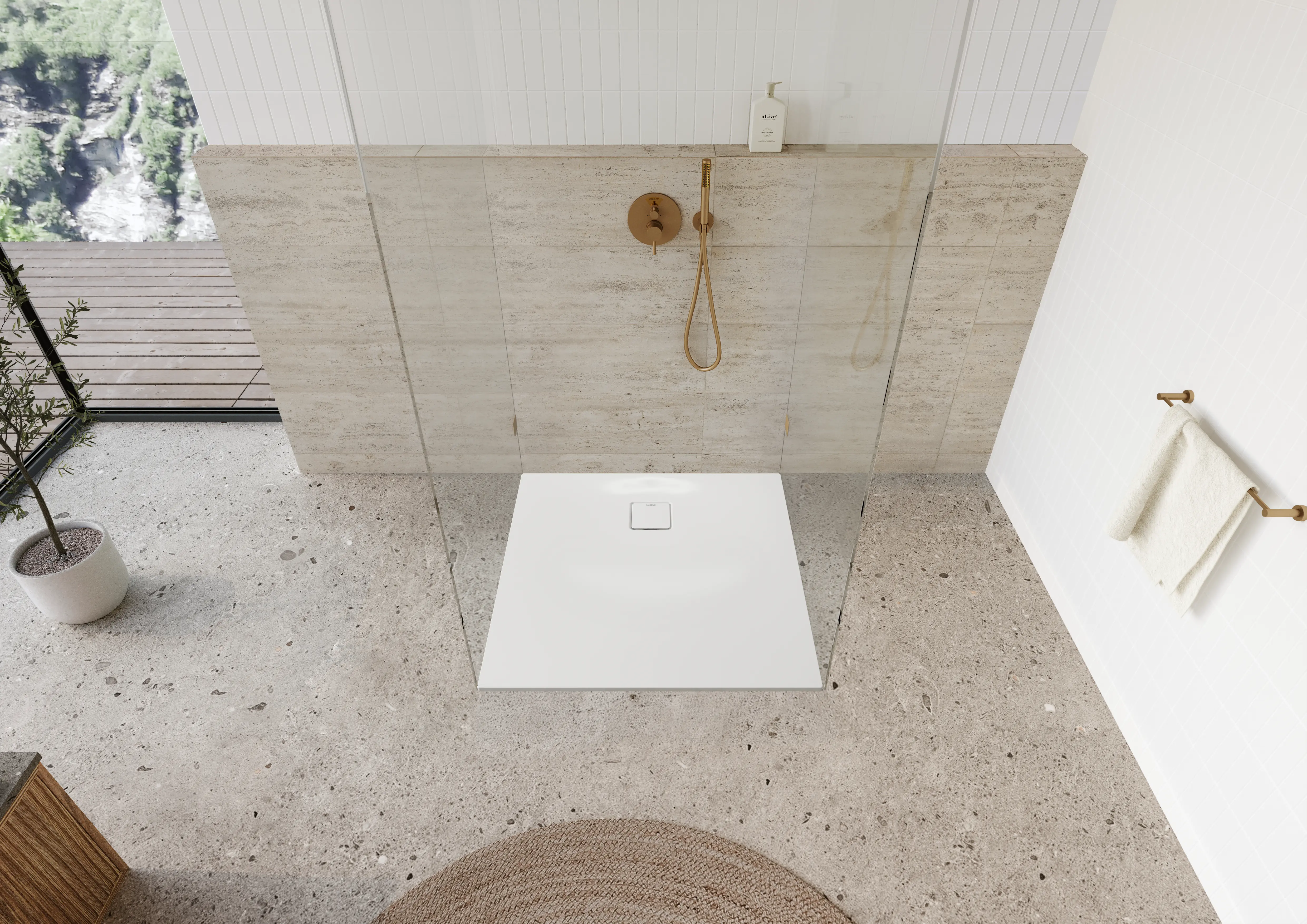 Helle moderne Walk-in-Dusche